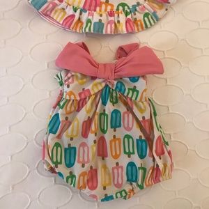 Mud Pie Girls 9-12m Popsicle Bathing Suit & Hat